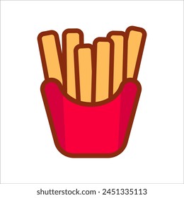 Single potato fries icon with colorful design. Potato fries cartoon illustration