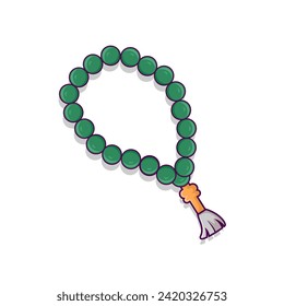 Single prayer beads vector illustration isolated on white background. Tasbih for praying Muslims