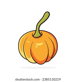 Calabaza única aislada sobre fondo blanco. Diseñado en un sencillo estilo de dibujos animados planos. Ilustración vectorial. Cucurbita moschata. 