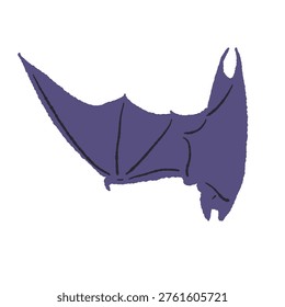 Single purple bat gliding with wings partially closed