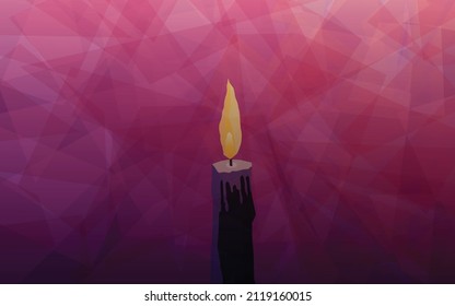 Single Purple Candle, Symbolic Of Tenebrae Or Candle Light Service. Also Know As The Service Of Shadows. Wide Format. Multi-colored Background Hues Of Purple, Violet And Pink.