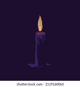 Single purple candle, symbolic of Tenebrae or candle light service. Also know as the Service of Shadows. Minimalistic style, modern illustration. 