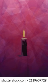 Single purple candle, symbolic of Tenebrae or candle light service. Also know as the Service of Shadows. Tall format. Multi-colored background hues of purple, violet and pink.