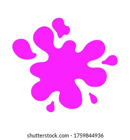 Una sola mancha de pintura púrpura. Splash sobre un fondo blanco.