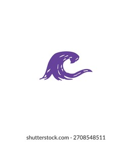 Una sola onda púrpura está aislada sobre un fondo blanco en este gráfico minimalista.