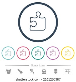 Iconos de color plano en contornos redondos de una sola pieza de rompecabezas. 6 iconos de bonificación incluidos.