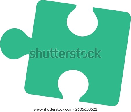 A single puzzle piece with rounded edges in a minimalist style. The illustration depicts an interlocking jigsaw section with a simplistic look. Cartoon vector illustration.