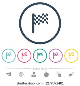 Single race flag flat color icons in round outlines. 6 bonus icons included.