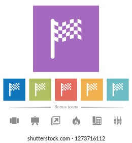 Single race flag flat white icons in square backgrounds. 6 bonus icons included.