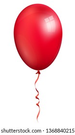 Single realistic red 3d ballon isolated on white background