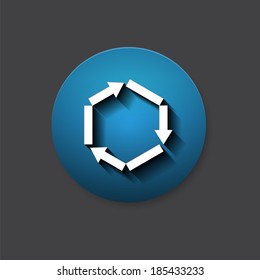 Single recycling icon on the gray background