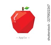 Single red apple abstract geometrical flat design illustration. Simple creative healthy fruit interface elements for app icon logo ui ux web banner isolated on white background, no gradients