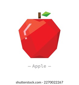 Single red apple abstract geometrical flat design illustration. Simple creative healthy fruit interface elements for app icon logo ui ux web banner isolated on white background, no gradients