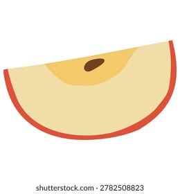 Single Red Apple Fruit Slice Piece. Isolated Crisp Fruit Segment for Healthy Snack and Dessert Recipes