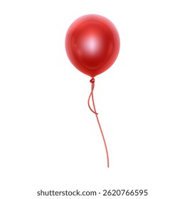 Um único balão vermelho flutuando no ar, perfeito para celebrações e festas