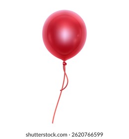 A single, red balloon floating in the air, perfect for celebrations and parties