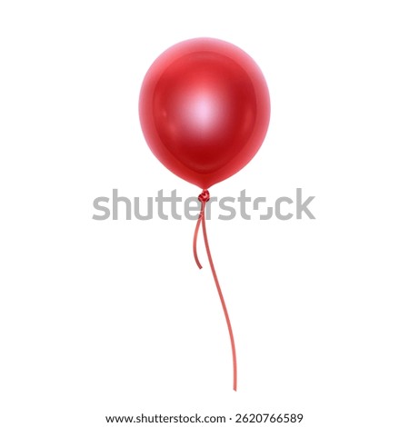 A single, red balloon floating in the air, perfect for celebrations and parties