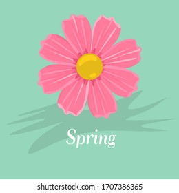 Single red blossom flower. Flat and solid color Vector illustration.