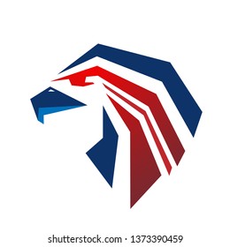 Single Red Blue Hawk Eye Logo