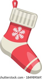 single red bright sock hanging on the loop in the new year