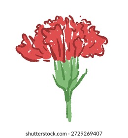Einzel rote Nelke Blumenkopf Vektor