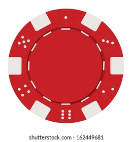 single red casino chip isolated on white background