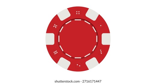 single red casino chip isolated on white background