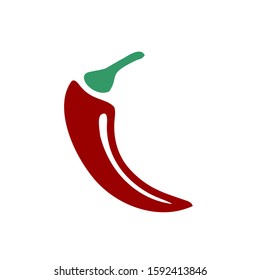 Single Red Chili pepper with white background vector