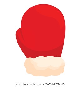 Single red christmas mitten with a white trim, evokes feelings of warmth, joy, and the festive spirit of the holiday season