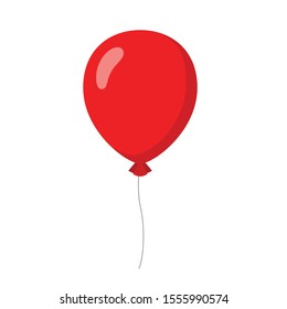 Single red color flying balloon flat design illustration, Simple modern concept vector for app ads icon web banner button ui ux interface elements isolated on white background