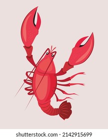 Single red crayfish isolated illustration