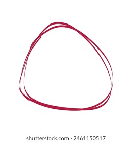 Single red doodle pencil drawn oval circle. One red grunge oval circle for highlighting 