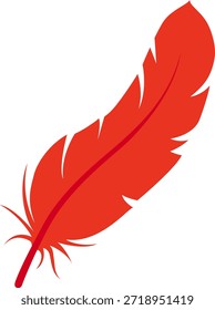 Das einzelne rote Federsymbol einzeln auf weißem Hintergrund