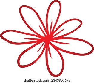 Single red flower vector, White background