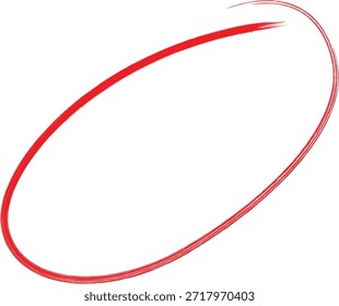 Elipse circular de forma ovalada dibujada a mano roja única