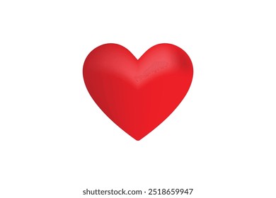 A single red heart with a glossy effect, centered on a white background, symbolizing love, affection, and romance in a simple and elegant design.