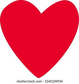 Single red heart of irregular shape symbol of love. Isolated on white vector flat illustration