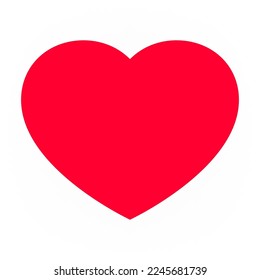 Single red heart shape isolated illustration