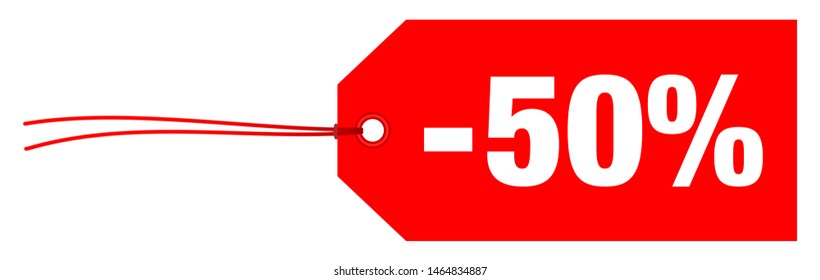 Single Red Horizontal Label Minus Fifty Percent