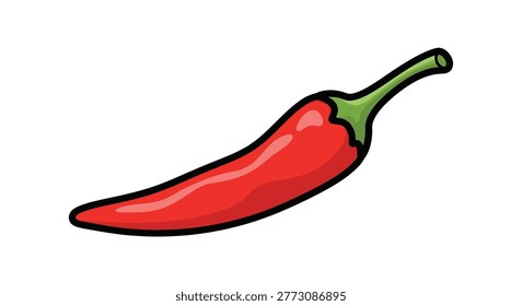 Single red hot chili pepper