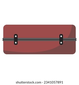 single red luggage suitcase, trolley bag in cartoon style side view. simple flat autumn color tone illustration vector.