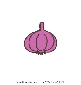 Single red onion, drawing style illustration