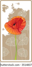 Single Red Orange Poppy