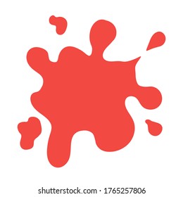 Single red paint blot. Splash on a white background.