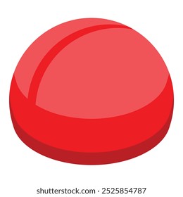Una sola píldora roja está acostada sobre un fondo blanco que representa un concepto médico
