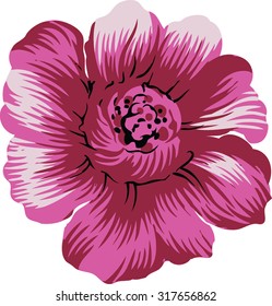 Single red and pink hand-drawn flower.