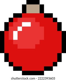 Weihnachtsbaum mit einem roten Pixel, einzeln auf weißem Hintergrund. 8-Bit-Symbol im Retro-Stil. Pixelkunst. Vektorgrafik.