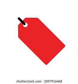 Single red price tag icon, simple round shopping sale label flat design vector pictogram, infographic vector for app logo web button ui ux interface elements isolated on white background