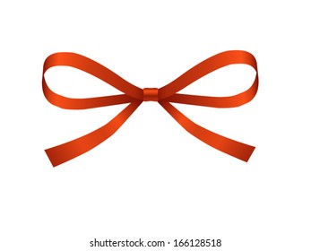 single red ribbon bow isolated on white, vector