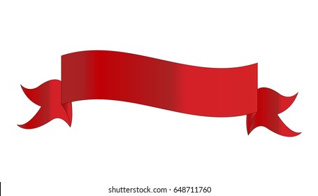 Single red ribbon on white background